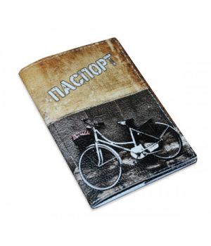 Шкіряна обкладинка для паспорта -Велосипед графіті-