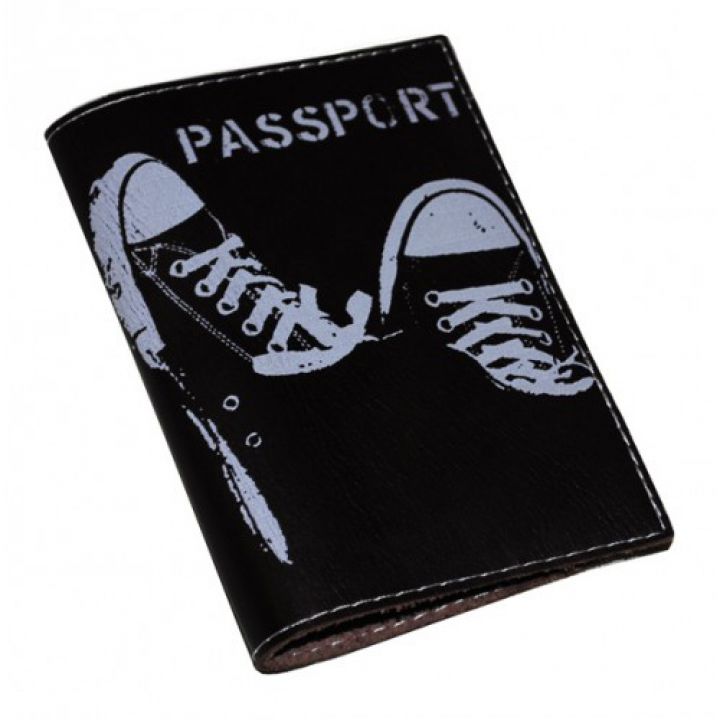 Шкіряна обкладинка для паспорта -Кеди-