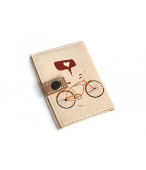 Обкладинка для ID паспорта -Велосипед з сердечком-