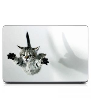 Наклейка на ноутбук Летить кіт Матова