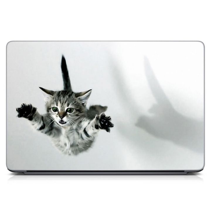 Наклейка на ноутбук Летить кіт Матова
