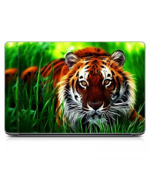 Наклейка на ноутбук Тигр на траві Матова