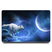 Універсальна наклейка для ноутбука 15.6"-13.3" Білий вовк Матова 380х250 мм