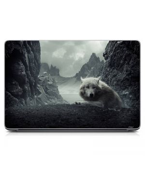 Универсальная наклейка на ноутбук 15.6"-13.3" Одинокий волк Матовая 380х250 мм