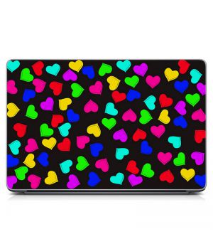 Наклейка на ноутбук Різнокольорові сердечка Матова