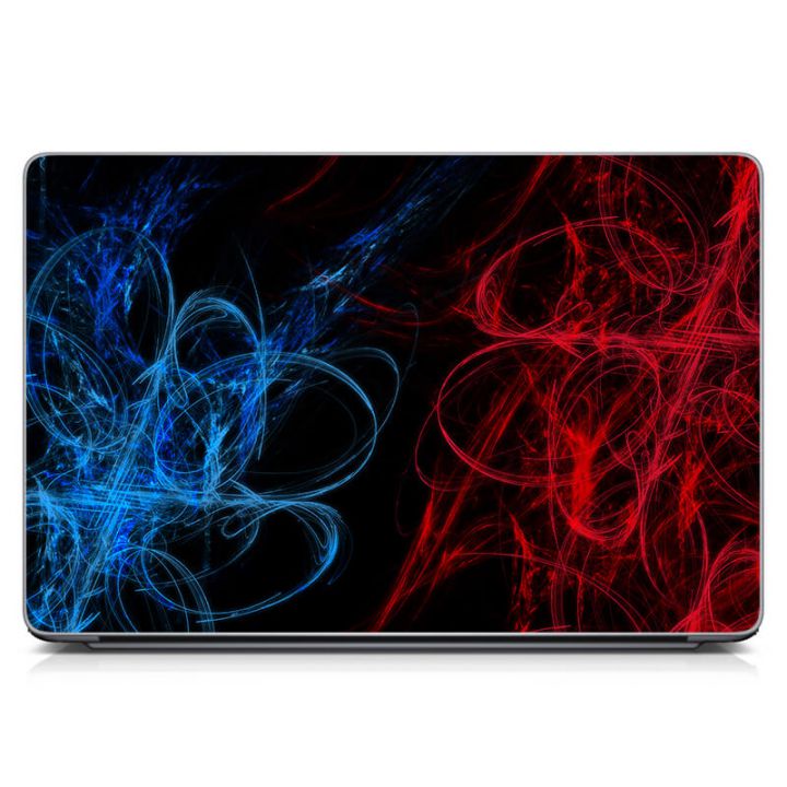 Універсальна наклейка для ноутбука 15.6"-13.3" Синьо червона абстракція Матова 380х250 мм