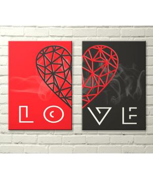 Постеры на холсте "Диптих. LOVE" 30x40 cm