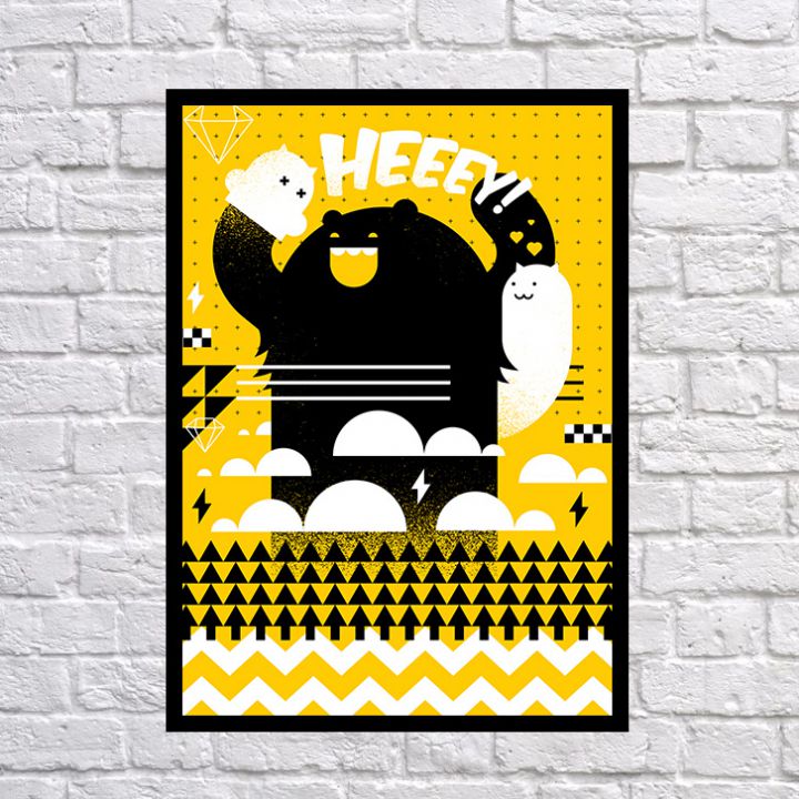 Прикольний інтер'єрний постер Heeey, 42х59 см