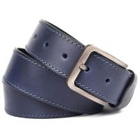 Ремень кожаный синий со строчкой 40мм мужской Limary sk400322