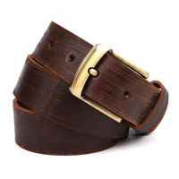 Ремень коричневый тертый цельный LIMARY SK10-01C-ant золотая пряжка