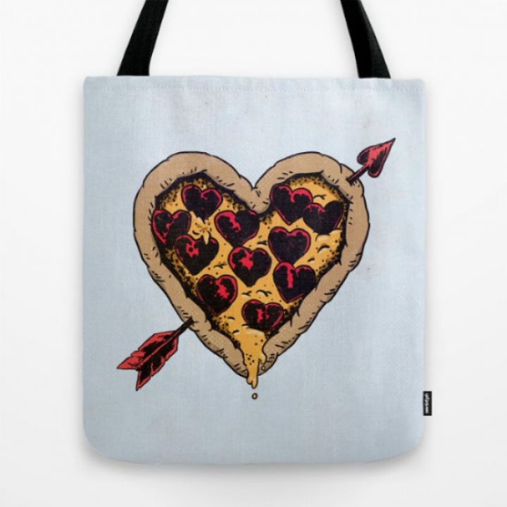 Тканевая летняя сумка Pizza Love (сердце из пиццы)