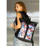 Жіночий рюкзак Sambag Roll Top One чорний принт "Flowers"