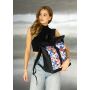 Жіночий рюкзак Sambag Roll Top One чорний принт "Flowers"