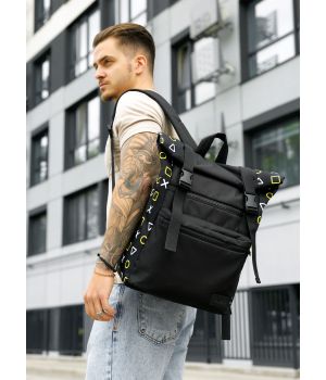Мужской рюкзак ролл Sambag RollTop LTT чорний оксфорд принт