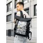 Чоловічий рюкзак Sambag RollTop Hacking чорний принт "Zebra"
