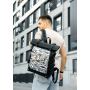 Чоловічий рюкзак Sambag RollTop Hacking чорний принт "Zebra"
