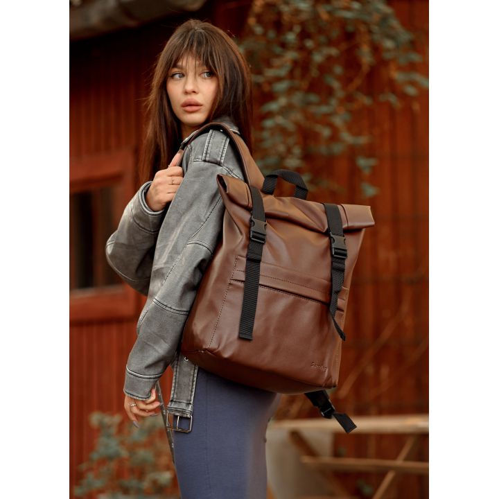 Рюкзак ролл Sambag жіночий RollTop Milton lh шоколадний