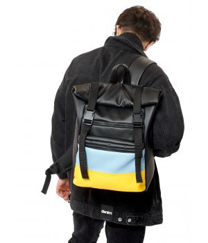 Рюкзак ролл Sambag RollTop LTH чорний с флагом Украины