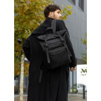 Чоловічий рюкзак Sambag RollTop ZARD чорний тканевий