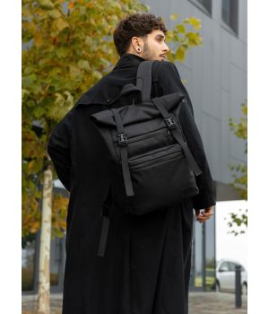 Чоловічий рюкзак Sambag RollTop ZARD чорний тканевий