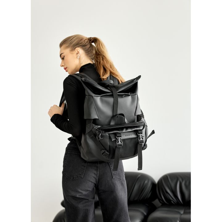 Рюкзак рол Sambag RollTop Double тканевий чорний, 85914