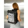 Жіночий рюкзак Sambag RollTop Hacking чорний принт "Zebra"