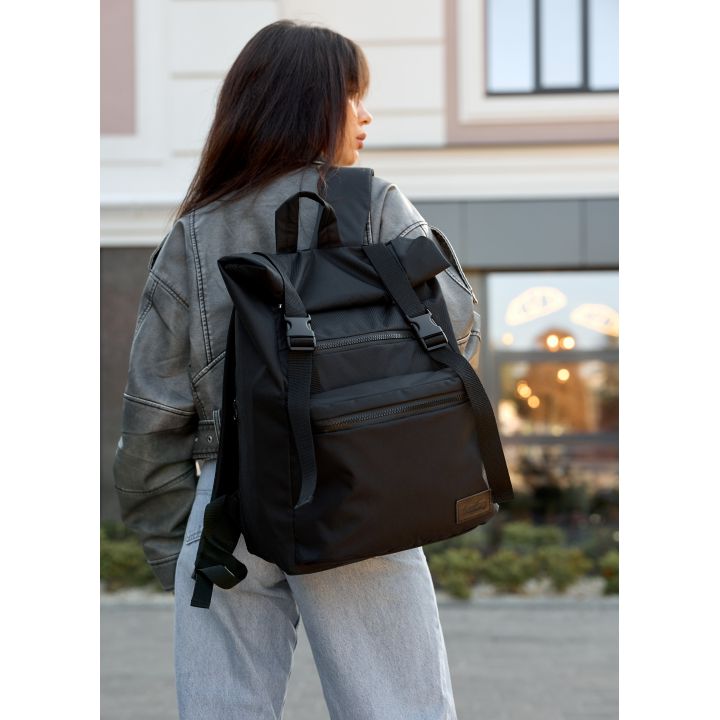 Рюкзак ролл Sambag унісекс RollTop LTT чорний оксфорд, 85857