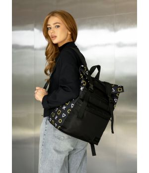 Рюкзак ролл Sambag жіночий RollTop LTT чорний оксфорд принт