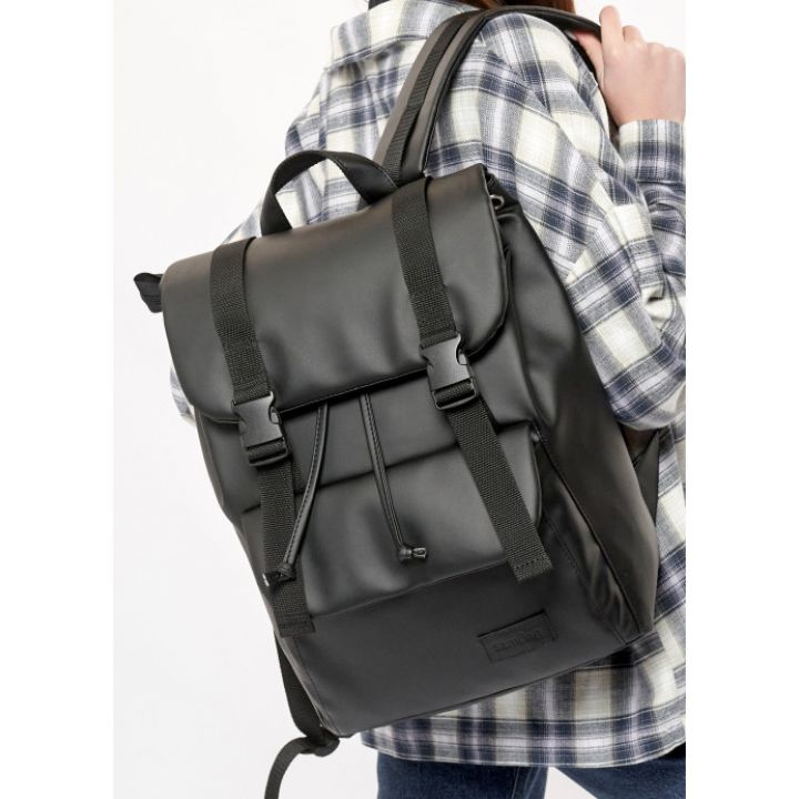 Стильний рюкзак міський недорогий Sambag Loft Zard чорний з клапаном