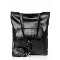 Стильная сумка из экокожи Sambag Shopper принт крокодила