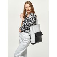 Стильная сумка из экокожи Sambag Shopper бело черная