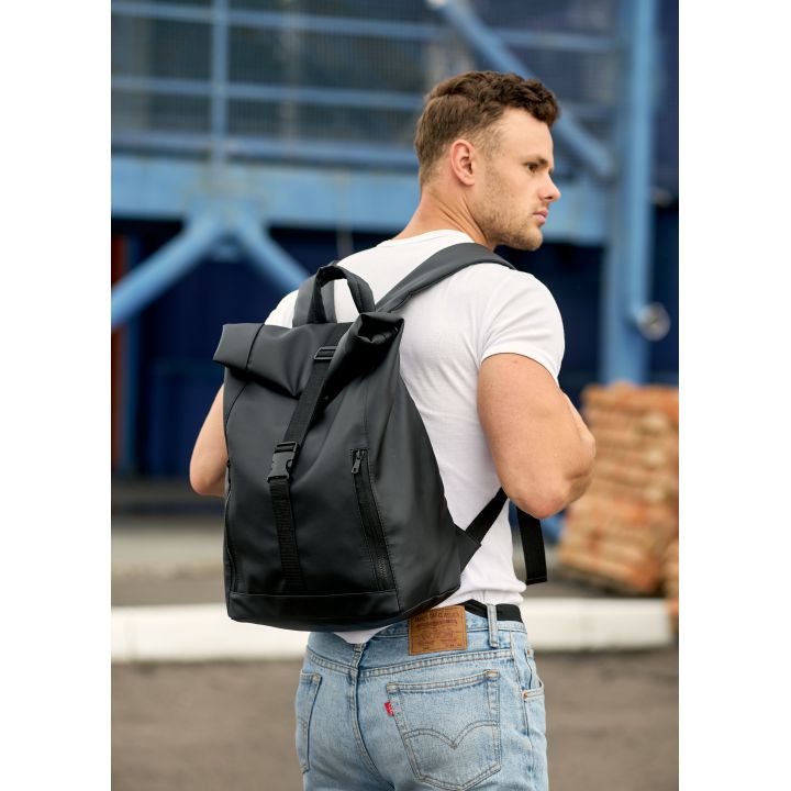 Стильный рюкзак городской Sambag RollTop LZT черный