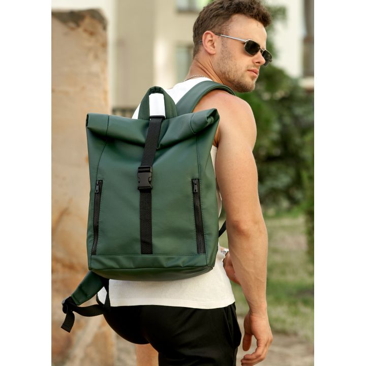 Стильный рюкзак городской Sambag RollTop LZT зеленый