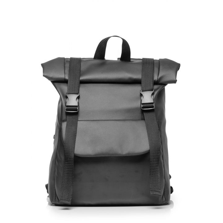 Рюкзак ролл Sambag унісекс RollTop Milton чорний з клапаном