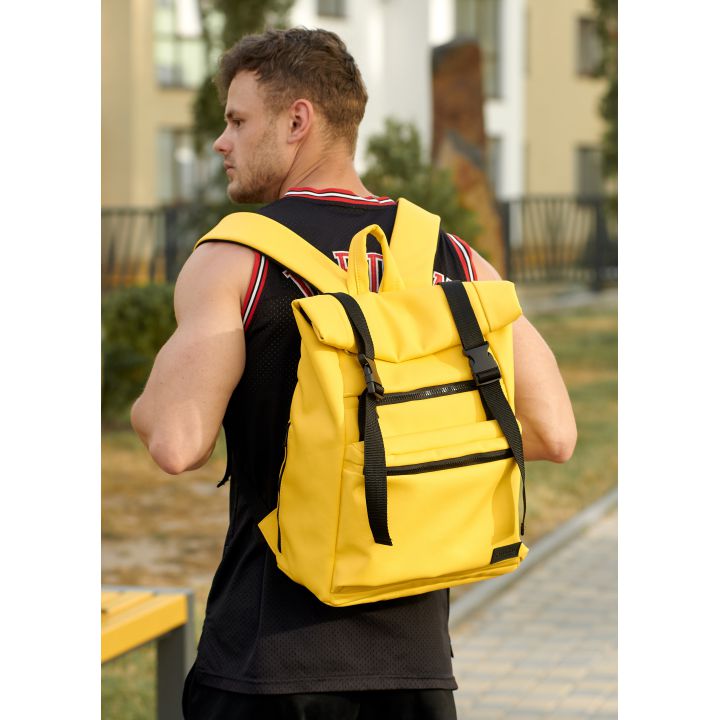 Стильный рюкзак городской Sambag RollTop LTT желтый