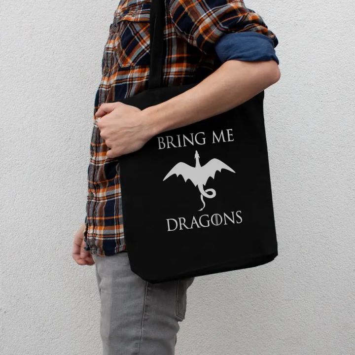 Подарункова Екосумка GoT Bring me dragons, Чорний, англійська з написом