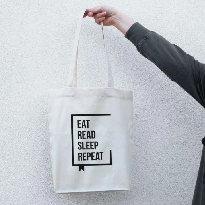 Екосумка Eat Read Sleep Repeat, Бежевий, англійська