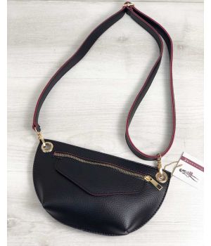 Женская сумка сумка на пояс- клатч Нана черного с красным цвета