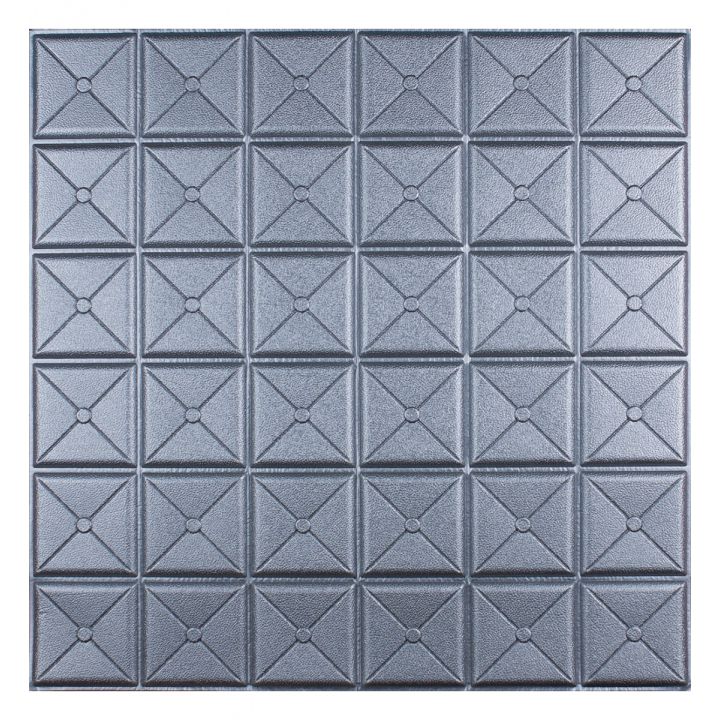 Самоклеющаяся 3D панель квадрат серебро 700x700x8мм