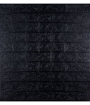 Самоклеюча 3D панель декоративна чорна цегла 3 мм