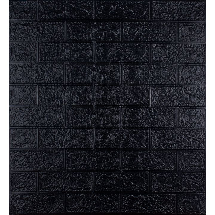Самоклеюча 3D панель декоративна чорна цегла 3 мм