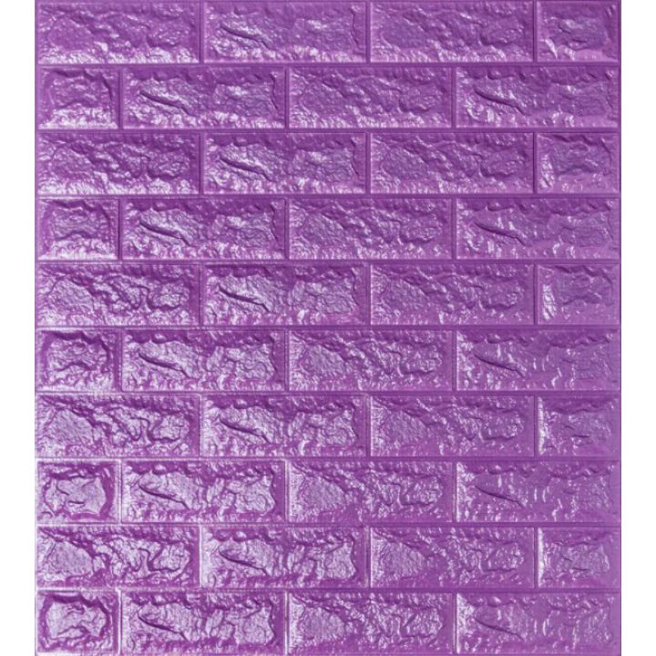 Декоративная 3D панель самоклейка под кирпич Фиолетовый 700x770x7мм
