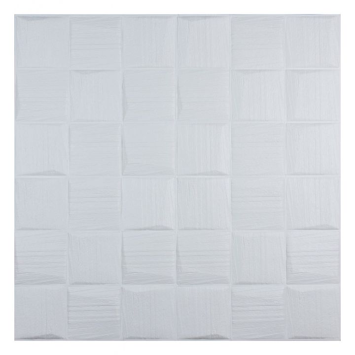 Самоклеющаяся 3D панель белые рваные кубики 700x700x8мм