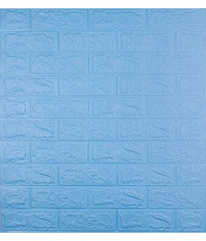 Самоклеюча 3D панель декоративна блакитна цегла 5 мм