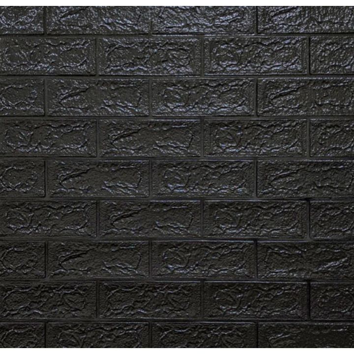 Декоративная 3D панель самоклейка под кирпич Черный 700x770x5мм