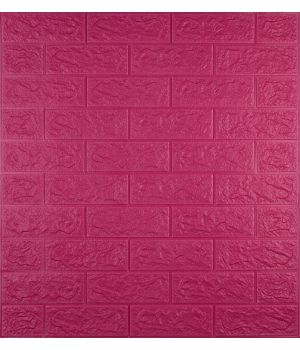 Самоклеюча 3D панель декоративна темно рожева цегла 700x770x5 мм