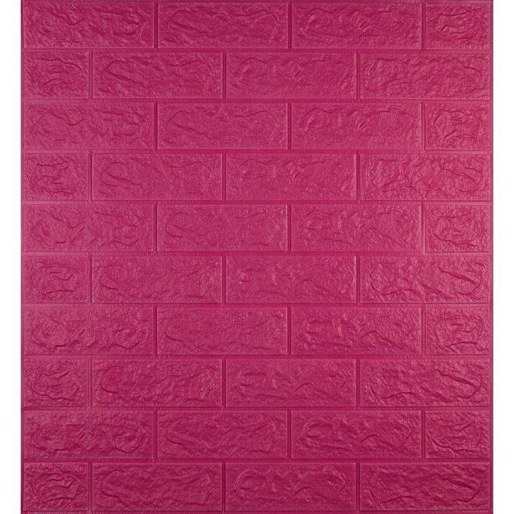 Самоклеюча 3D панель декоративна темно рожева цегла 700x770x5 мм