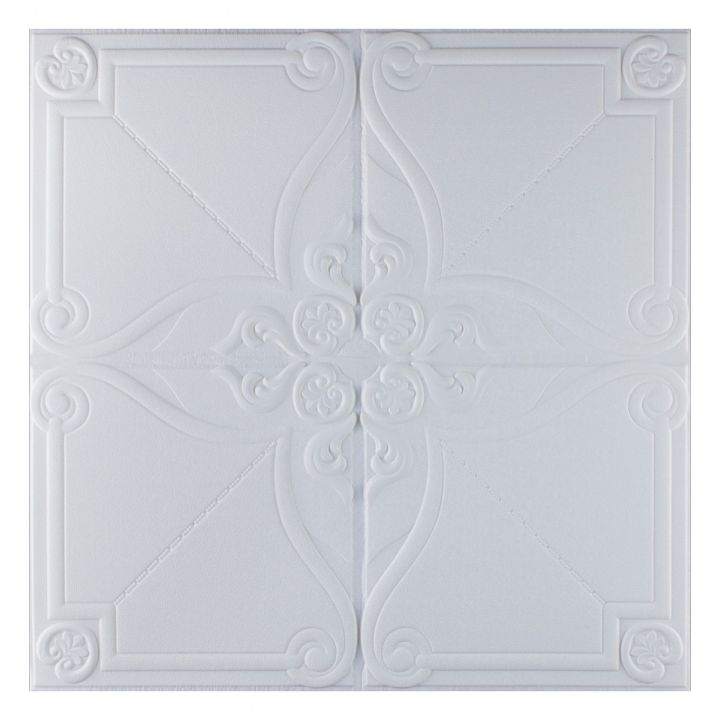Самоклеющаяся 3D панель белый цветок 700x700x6мм
