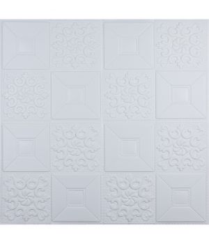 Самоклеющаяся 3D панель белая орнамент 700x700x5мм
