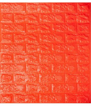 Декоративная 3D панель самоклейка под кирпич Оранжевый 700х770х5мм